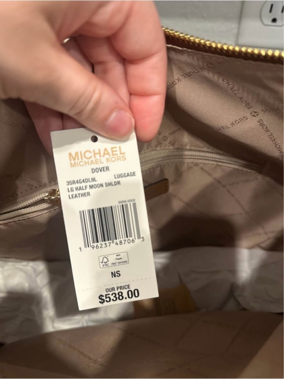 Michael Kors Tan Pebbled Leather Shoulder  Bag- DOVER - Picture 5 of 5